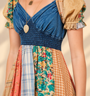 Boho Denim Patchwork Midi Dress