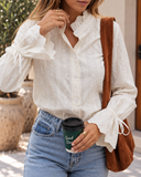 Poetic Details Ruffle-Collar Tie-Cuff Blouse