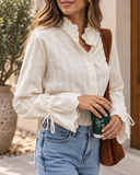 Poetic Details Ruffle-Collar Tie-Cuff Blouse