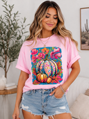 Pink Floral Pumpkin Graphic Tee