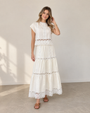 Maribel Hollow-Out Tiered Skirt Set