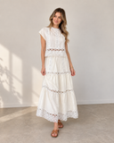 Maribel Hollow-Out Tiered Skirt Set