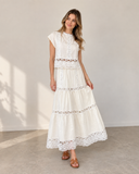 Maribel Hollow-Out Tiered Skirt Set