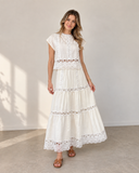 Maribel Hollow-Out Tiered Skirt Set