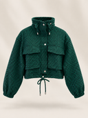 Plaid Pursuit Drawstring Cropped Jacket