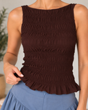 Gathered Grace Smocked Ruffle Tank