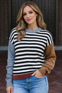 Striped Patchwork Knit Sweater