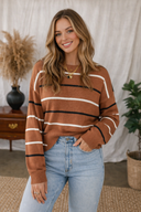 Brown Stripe Knit Sweater