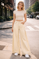 Super Wide Leg Mid Rise Pants