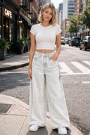 Wide Leg Waist Strap Carpenter Jeans