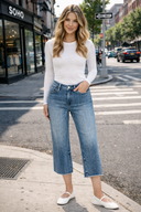 Ridgeview Super High Rise Raw Hem Wide Leg Jeans