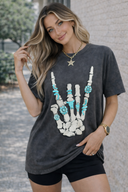 Skeleton Rock Hand Sign Graphic Top