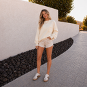 POL Oversize Balloon Sleeve Round Neck Pullover Sweater