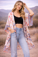 Tie Dye with Ethnic Border Motif Kimono