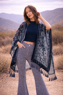 Velvet Mesh Tapestry Tassel Kimono