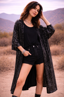 Sparkle Sequin Duster Kimono Cardigan