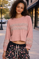 POL Textured Patch Shirring Top