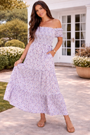 Lavender Blossom Smocked Maxi Dress