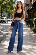 Rhinestone Wide Leg Denim Jeans