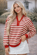 Quarter Button-Up Striped Long Sleeve
