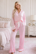 Pink Satin Pajama Set