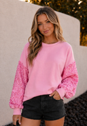 Bubblegum Bliss Sequin Patchwork Pullover