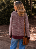 Cozy Red Stripe Colorblock Knit Pullover
