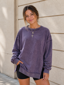 Mineral Wash Exposed Seam Side Slit Sweatshirt