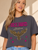 🦅 Freebird America Leopard Eagle Crop Tee