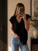 LUXE V-Neck Sleeveless Knit Top