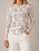 Long Sleeve Floral Print Thumbhole Mesh Top