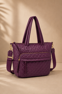 Quilted Nylon Tote Bag with Laptop Sleeve