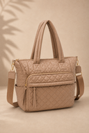 Quilted Nylon Tote Bag with Laptop Sleeve