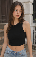 Niki Biki Ribbed High Neck Crop Top