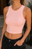 Niki Biki Ribbed High Neck Crop Top