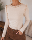 Ruffle Theory Ribbed Long Sleeve Top