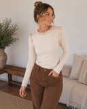 Ruffle Theory Ribbed Long Sleeve Top