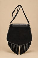 Akaroa Rose Fringe Suede Bag – Black