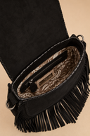 Akaroa Rose Fringe Suede Bag – Black