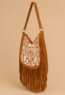 Monterey Embroidered Fringe Bag – Dark Tan