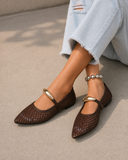 Elegant Mesh Pointed Toe Mary Jane Flats
