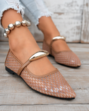 Elegant Mesh Pointed Toe Mary Jane Flats