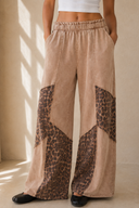 J.Her Mineral Washed Leopard Animal Patchwork Pants