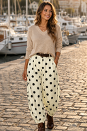 Black Polka Dot Ankle Length Harem Pants