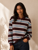 Classic Stripe Half Zip Polo Top