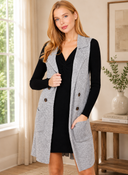 Long Sleeveless Notched Collar Sweater Vest