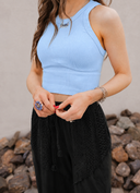 NIKIBIKI Vintage Ribbed High Neck Crop  Top
