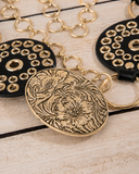 Boho Bloom Studded Floral Medallion Chain Belt