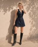 Denim Halter Mini Dress