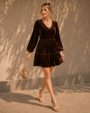 Brown Babydoll Velvet dress